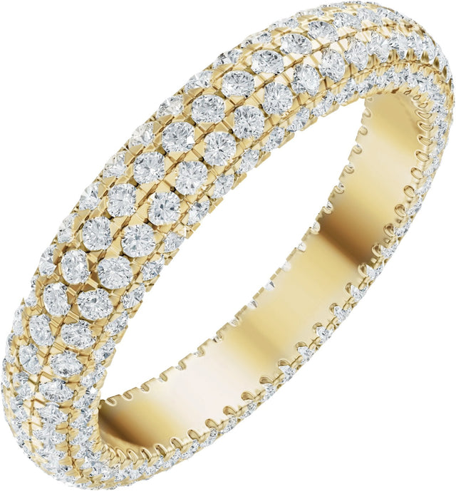 14K Gold Round Natural Diamond Eternity Band - 1.1mm Stones - Yellow Gold