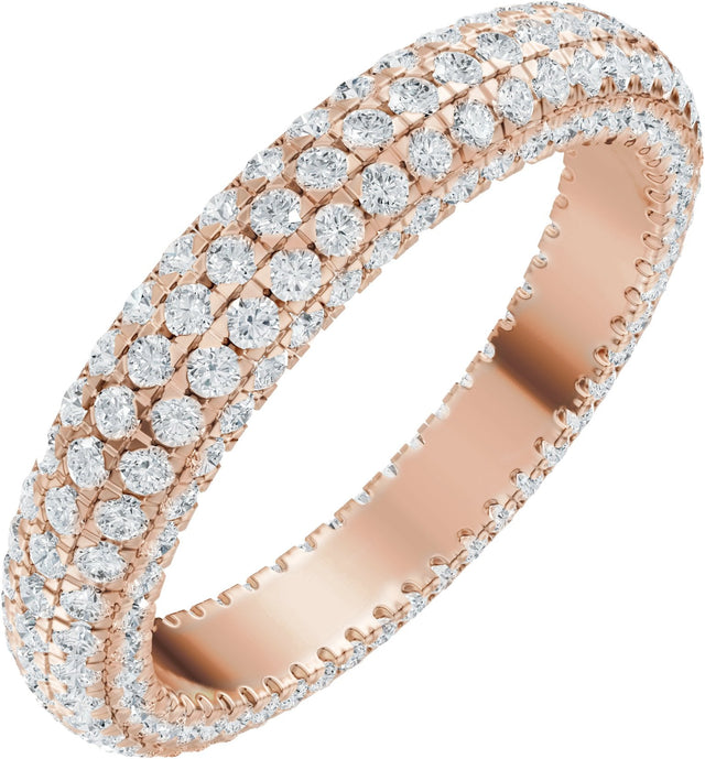 14K Gold Round Natural Diamond Eternity Band - 1.1mm Stones - Rose Gold