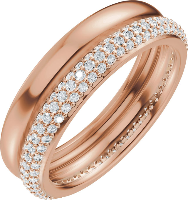 14K Gold Round Lab-Grown Diamond Pavé-Style Eternity Band - .9mm Stones - Rose Gold