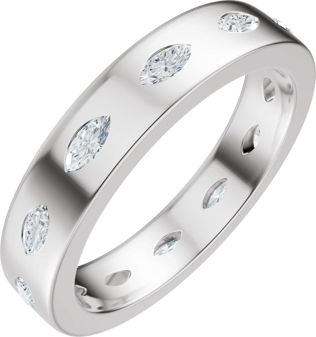 14K Gold Marquise Lab-Grown Diamond Eternity Band – 3.5x1.7 mm Stones - White Gold