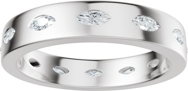 Platinum Marquise Natural Diamond Eternity Band – 3.5x1.7 mm Stones - view 3