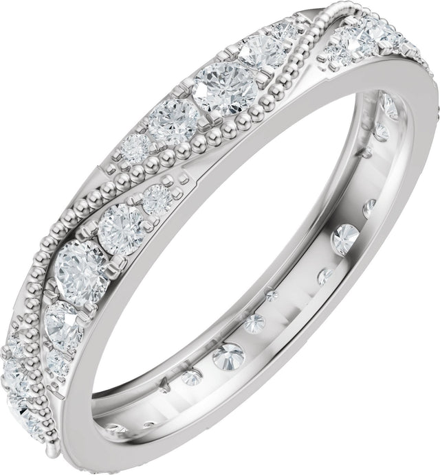 14K Gold Round Natural Diamond Eternity Band – 2.3 mm Stones - White Gold