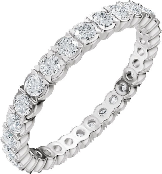 14K Gold Round Lab-Grown Diamond Eternity Band – 2 mm Stones (9/10–1 1/8 CTW) - White Gold