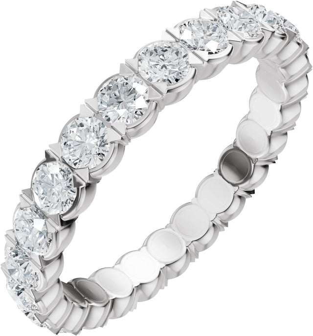 14K Gold Round Lab-Grown Diamond Eternity Band – 2.5 mm Stones (1 1/2–1 3/4 CTW) - White Gold