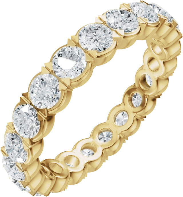 14K Gold Round Lab-Grown Diamond Eternity Band – 3 mm Stones (1 7/8–2 1/5 CTW) - Yellow Gold