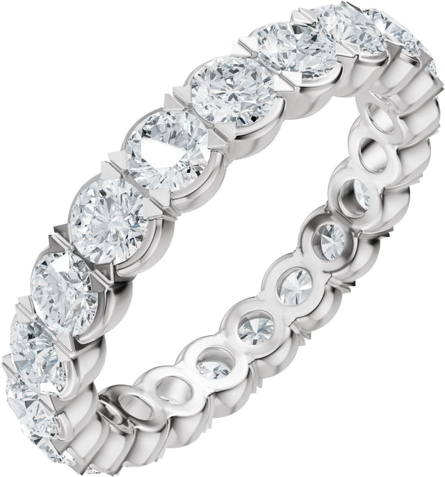 14K Gold Round Lab-Grown Diamond Eternity Band – 3 mm Stones (1 7/8–2 1/5 CTW) - White Gold