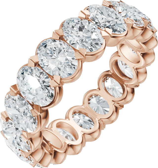 14K Gold Oval Lab-Grown Diamond Eternity Band – 5x3.5 mm Stones - Rose Gold