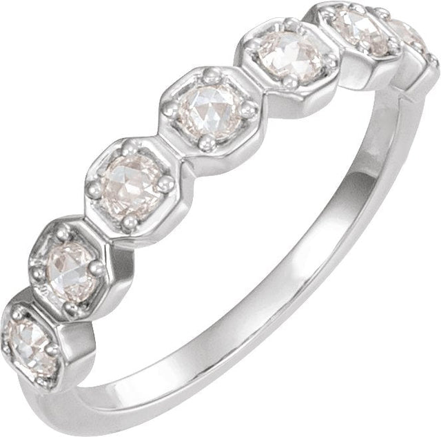 Platinum Round Natural Diamond Rose-Cut Geometric Anniversary Band – 3 mm Stones
