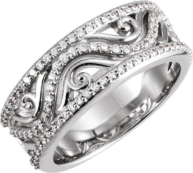 Platinum Round Natural Diamond Sculptural Anniversary Band – 1 mm Stones