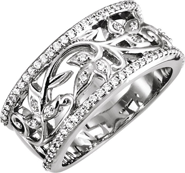 Platinum Round Natural Diamond Floral Anniversary Band – 1 mm Stones