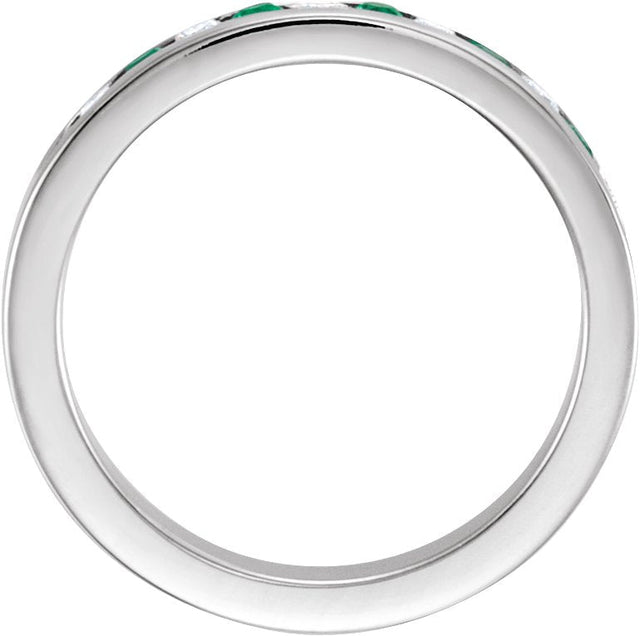 Platinum Round Natural Emerald Channel-Set Eleven-Stone Anniversary Band – 1/10–1/8 CTW - view 2