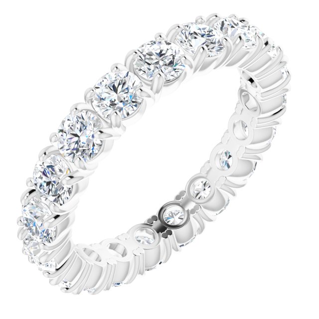 Platinum Round Natural Diamond Shared Split-Prong Eternity Band – 3 mm Stones