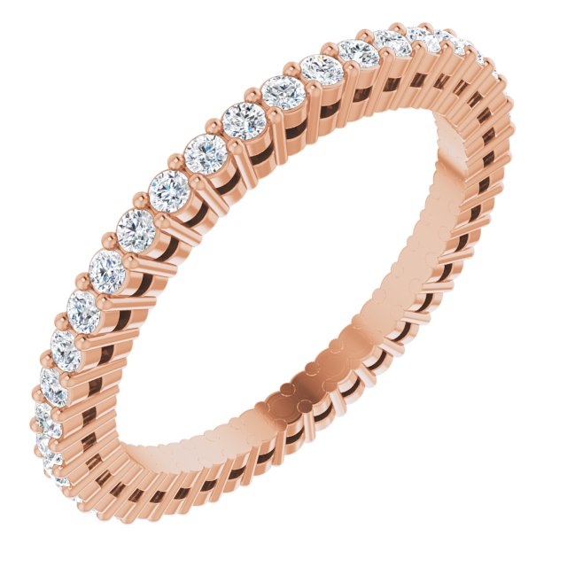 14K Gold Round Lab-Grown Diamond Shared-Prong Eternity Band – 1.3 mm Stones (3/8–1/2 CTW) - Rose Gold