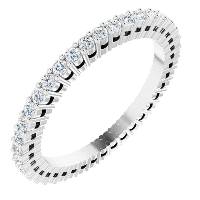 Platinum Round Natural Diamond Shared-Prong Eternity Band – 1.3 mm Stones (3/8–1/2 CTW)