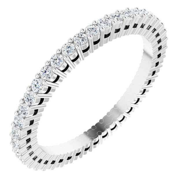14K Gold Round Lab-Grown Diamond Shared-Prong Eternity Band – 1.3 mm Stones (3/8–1/2 CTW) - White Gold