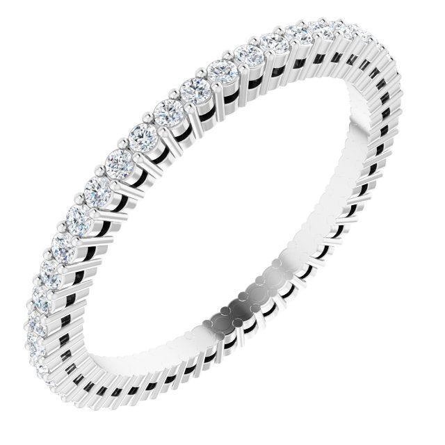 14K Gold Round Lab-Grown Diamond Shared-Prong Eternity Band – 1.3 mm Stones (3/8–1/2 CTW) - White Gold