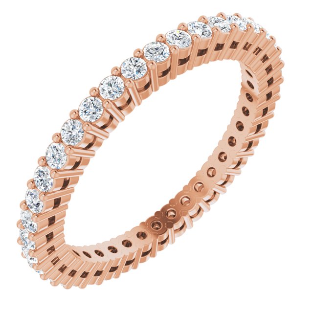 14K Gold Round Lab-Grown Diamond Shared-Prong Eternity Band – 1.5 mm Stones (1/2 CTW) - Rose Gold
