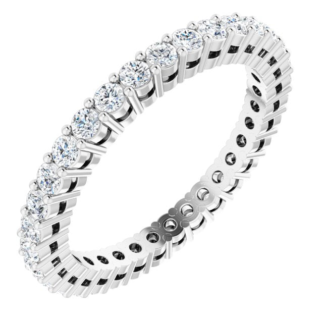Platinum Round Lab-Grown Diamond Shared-Prong Eternity Band – 1.7 mm Stones (1/2–5/8 CTW)