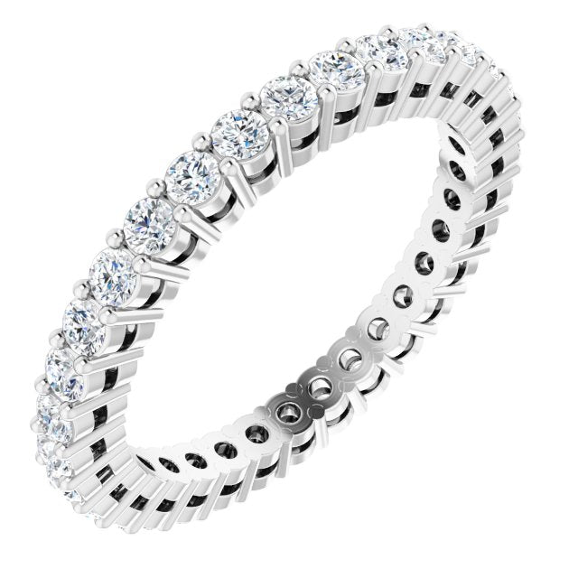 Platinum Round Natural Diamond Shared-Prong Eternity Band – 1.7 mm Stones (1/2–3/4 CTW)