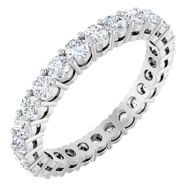 Platinum Round Lab-Grown Diamond Shared-Prong Eternity Band – 2.5 mm Stones (1 3/8–1 1/2 CTW)