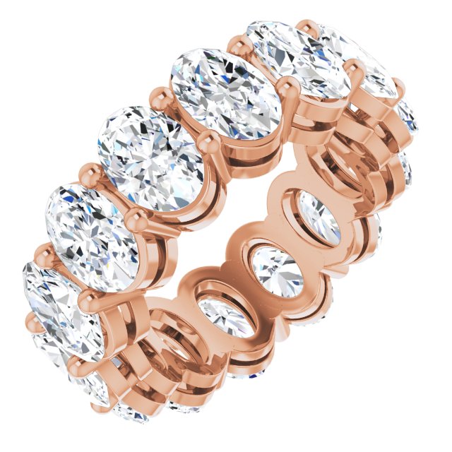 14K Gold Oval Natural Diamond Shared-Prong Eternity Band – 6x4 mm Stones (5 1/5–5 9/10 CTW) - Rose Gold
