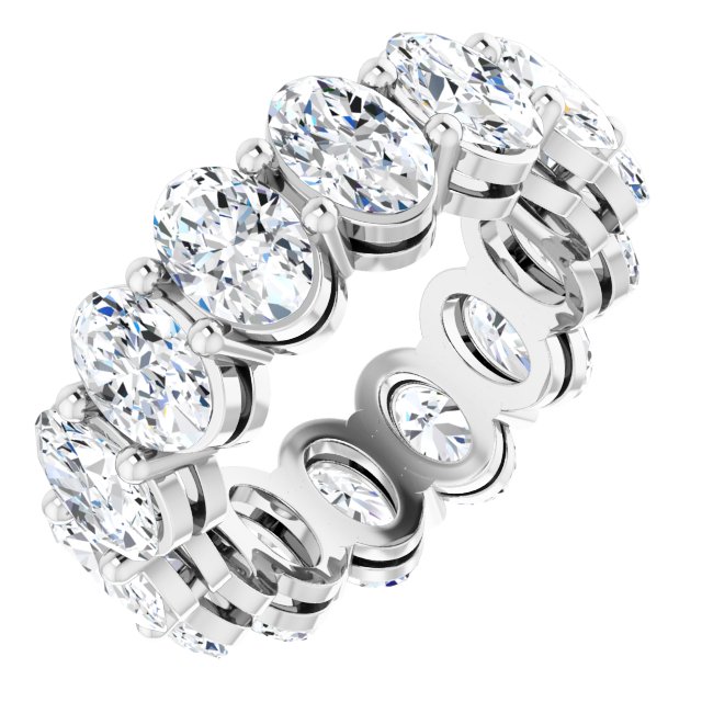 Platinum Oval Lab-Grown Diamond Shared-Prong Eternity Band – 6x4 mm Stones (5 1/5–5 9/10 CTW)