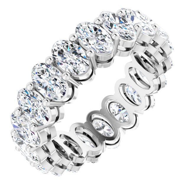 Platinum Oval Lab-Grown Diamond Shared-Prong Eternity Band – 5x3 mm Stones (3 1/3–5 1/2 CTW)