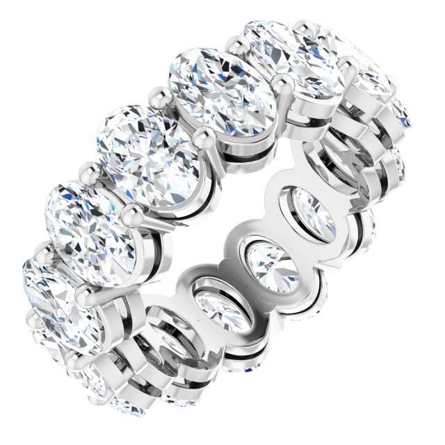 Platinum Oval Natural Diamond Shared-Prong Eternity Band – 6x4 mm Stones (5 1/5–5 9/10 CTW)