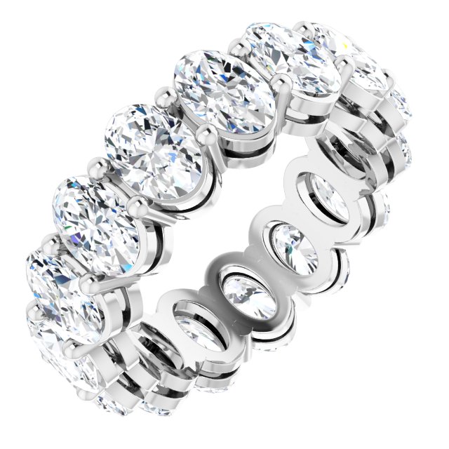 Platinum Oval Natural Diamond Shared-Prong Eternity Band – 6x4 mm Stones (5 1/5–5 9/10 CTW)