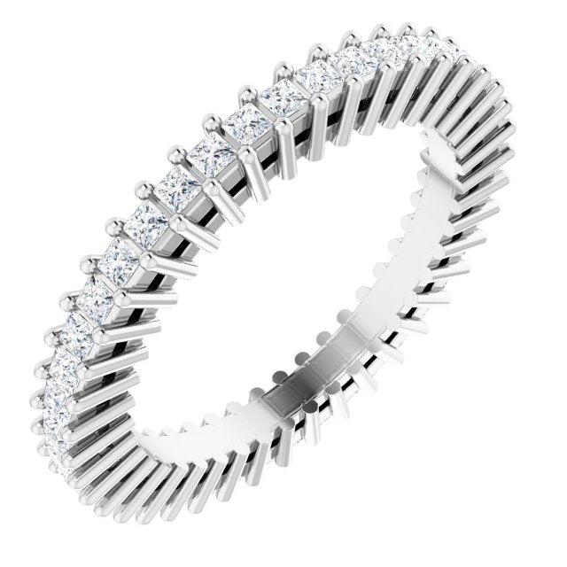 Platinum Square Natural Diamond Shared-Prong Eternity Band – 1.3x1.3 mm Stones