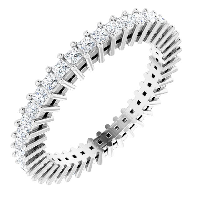 Platinum Square Natural Diamond Shared-Prong Eternity Band – 1.5x1.5 mm Stones (9/10 CTW)