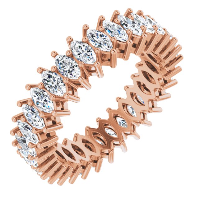 14K Gold Marquise Natural Diamond Shared-Prong Eternity Band – 4x2 mm Stones (1 7/8–2 1/6 CTW) - Rose Gold