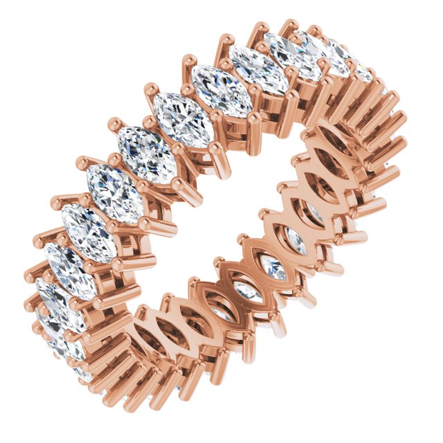 14K Gold Marquise Lab-Grown Diamond Shared-Prong Eternity Band – 4x2 mm Stones (1 7/8–2 1/6 CTW) - Rose Gold