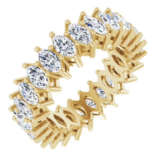 14K Gold Marquise Lab-Grown Diamond Shared-Prong Eternity Band – 4.3x2.25 mm Stones - Yellow Gold
