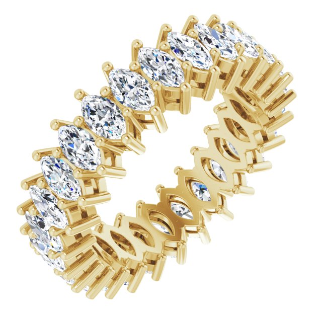 14K Gold Marquise Lab-Grown Diamond Shared-Prong Eternity Band – 4.3x2.25 mm Stones - Yellow Gold