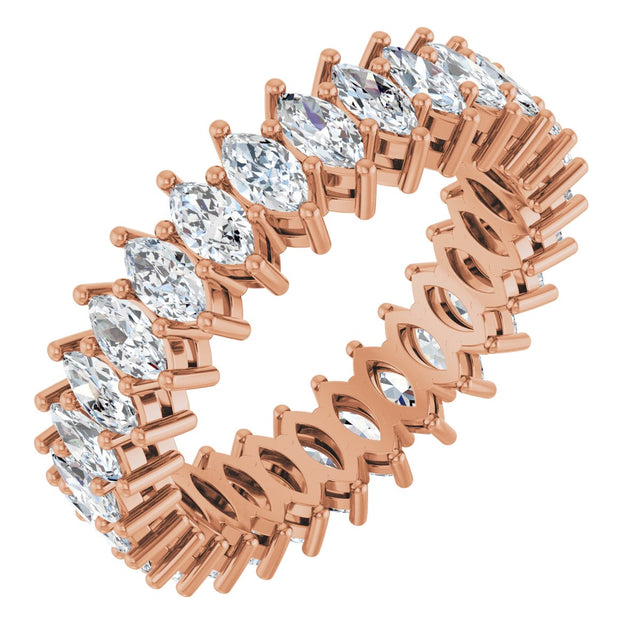 14K Gold Marquise Lab-Grown Diamond Shared-Prong Eternity Band – 4.3x2.25 mm Stones - Rose Gold