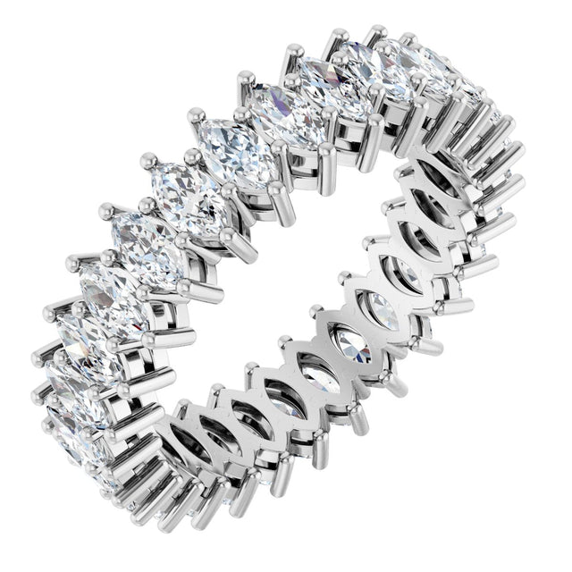 14K Gold Marquise Lab-Grown Diamond Shared-Prong Eternity Band – 4.3x2.25 mm Stones - White Gold