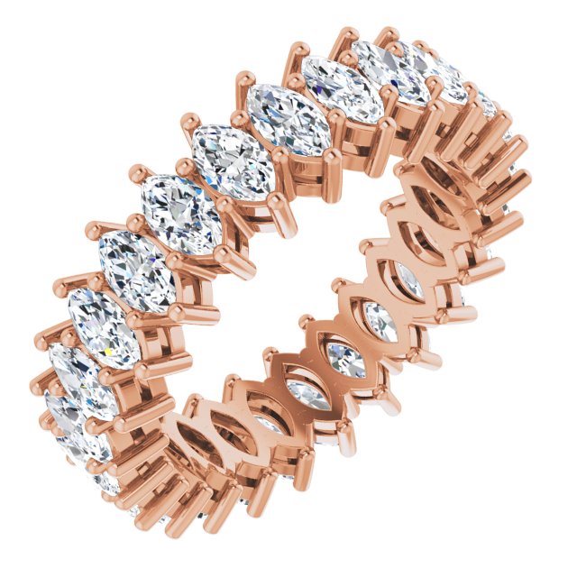 14K Gold Marquise Lab-Grown Diamond Shared-Prong Eternity Band – 4.5x2.5 mm Stones (2 7/8–3 1/4 CTW) - Rose Gold