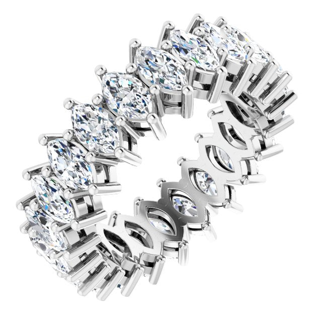 14K Gold Marquise Natural Diamond Shared-Prong Eternity Band – 4.5x2.5 mm Stones (2 7/8–3 1/4 CTW) - White Gold