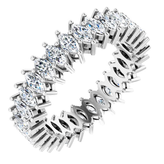 14K Gold Marquise Natural Diamond Shared-Prong Eternity Band – 4x2 mm Stones (1 7/8–2 1/6 CTW) - White Gold