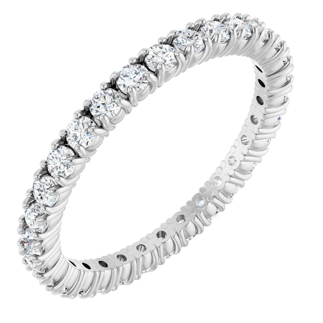 14K Gold Round Lab-Grown Diamond Shared Split-Prong Eternity Band – 2 mm Stones - White Gold