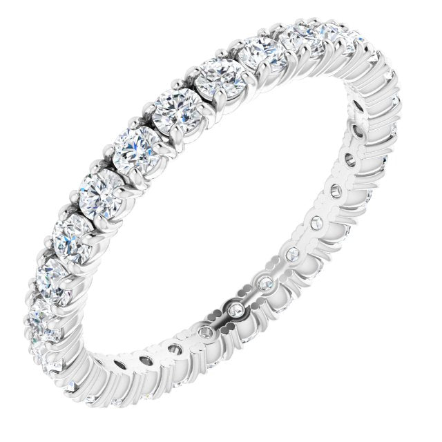 14K Gold Round Lab-Grown Diamond Shared Split-Prong Eternity Band – 2 mm Stones - White Gold