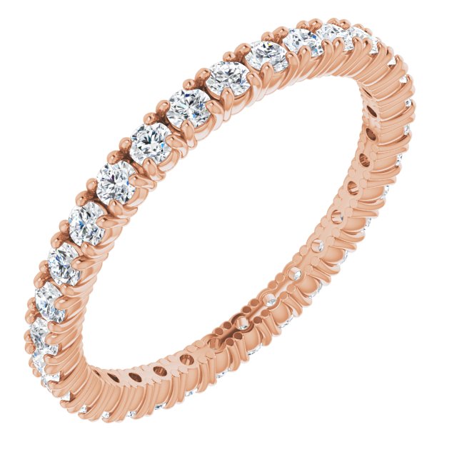 14K Gold Round Lab-Grown Diamond Shared Split-Prong Eternity Band – 1.7 mm Stones - Rose Gold