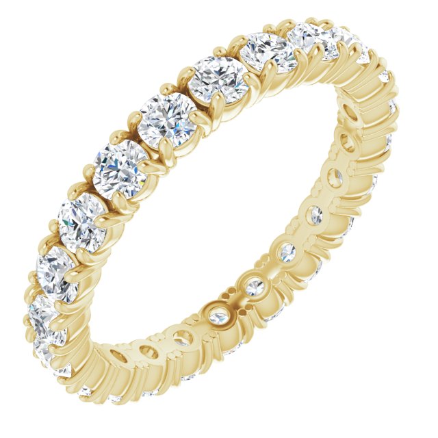 14K Gold Round Lab-Grown Diamond Shared Split-Prong Eternity Band – 2.5 mm Stones - Yellow Gold