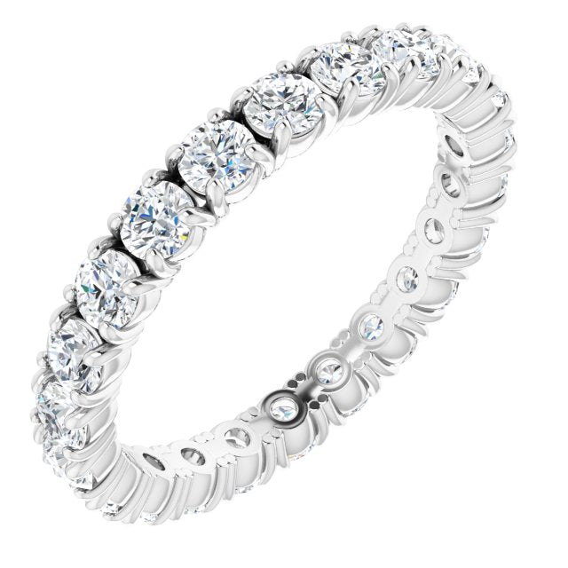 14K Gold Round Lab-Grown Diamond Shared Split-Prong Eternity Band – 2.5 mm Stones - White Gold