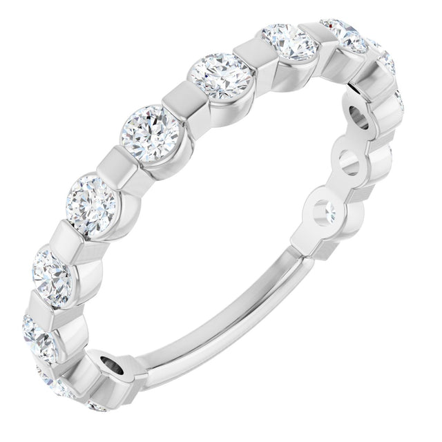 Platinum Round Natural Diamond Channel-Set Anniversary Band – 1/4–3/4 CTW