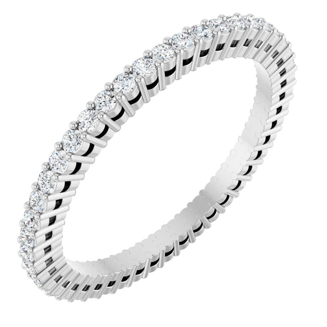 14K Gold Round Lab-Grown Diamond Shared-Prong Eternity Band – 1.3 mm Stones (3/8–1/2 CTW) - White Gold