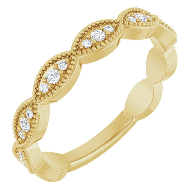 14K Gold Round Natural Diamond Infinity-Inspired Anniversary Band – 1/5 CTW - Yellow Gold