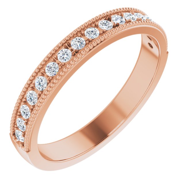 14K Gold Round Natural Diamond Milgrain Edge Anniversary Band – 1/5–3/8 CTW - Rose Gold