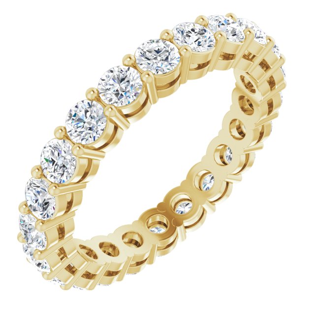 14K Gold Round Lab-Grown Diamond Shared-Prong Eternity Band – 2.8 mm Stones - Yellow Gold